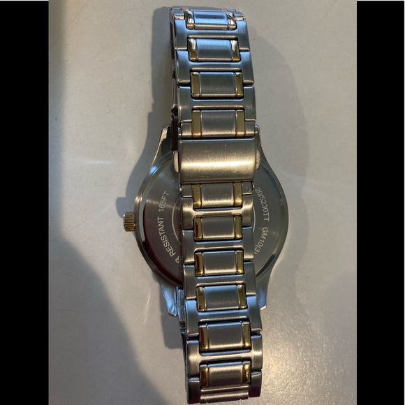 NWOT ARMITRON MENS TWO TONE ROUND DIAL WATCH DATE WINDOW - Picture 6 of 11